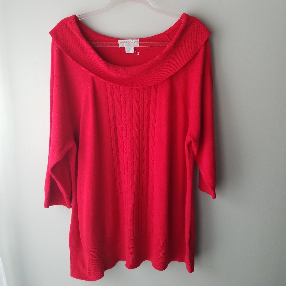 Sag Harbor Red Braided Cowelneck Sweater Size 2X